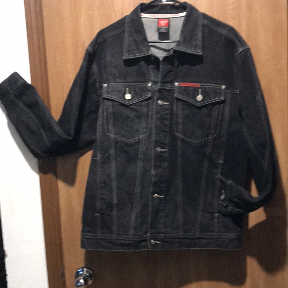 Pure Playaz L Black Fade Distressed Jean Jacket